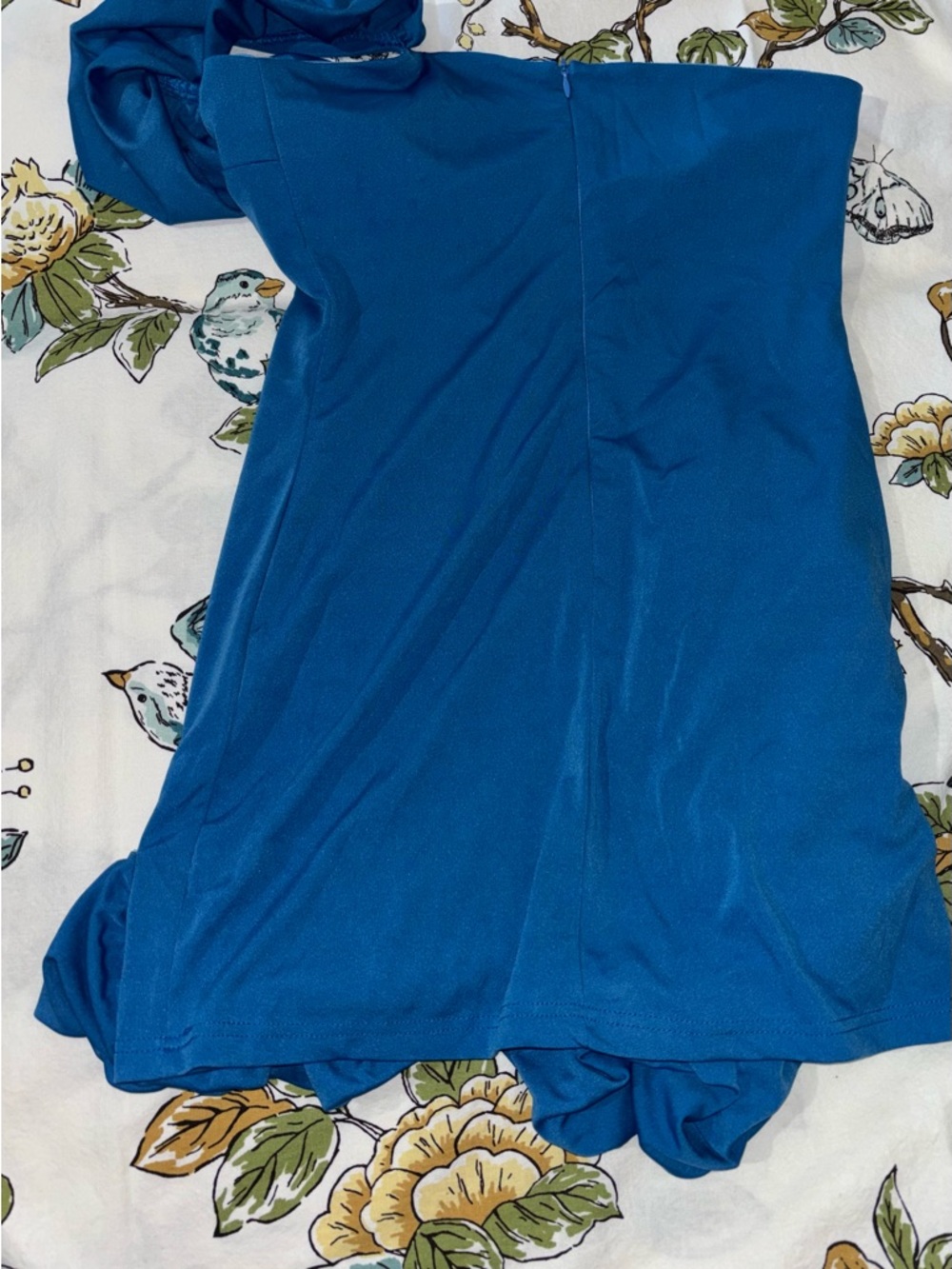 Blue One-Shoulder Ruffle Dress - Picture 3 of 4